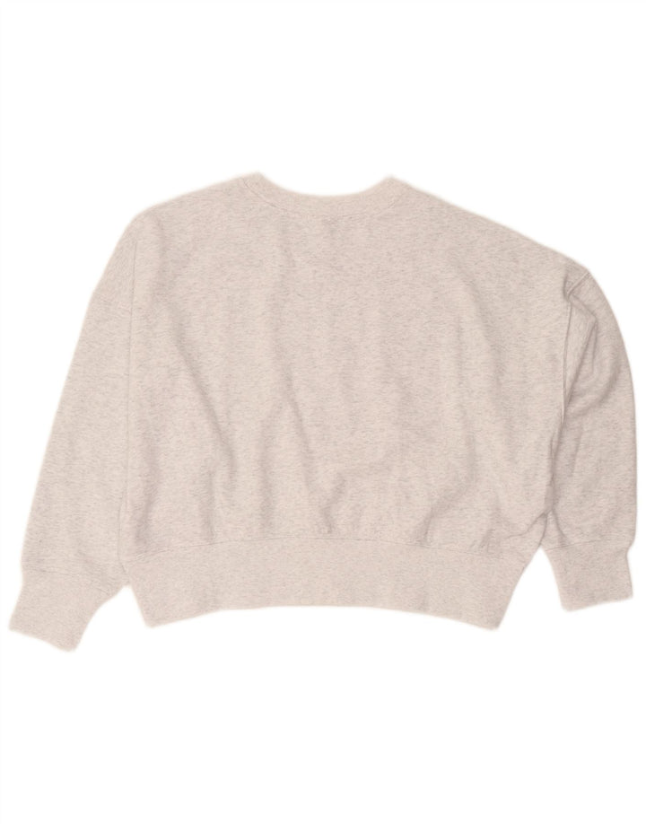 Dkny Womens Crop Graphic Oversized Sweatshirt Jumper UK 10 Small Grey