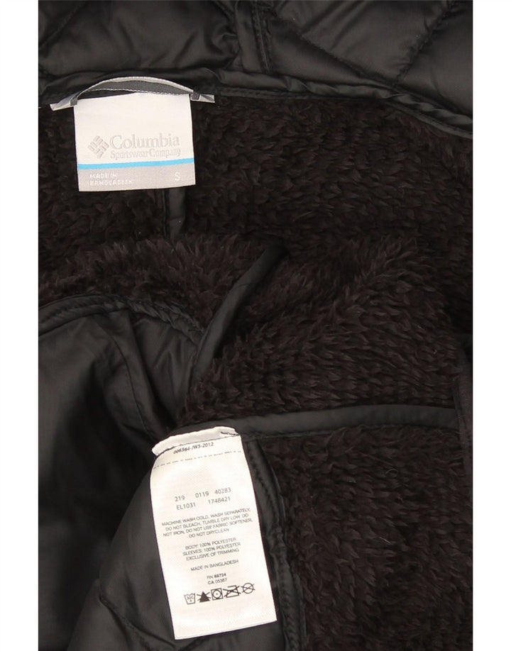 Columbia Womens Hooded Quilted Fleece Jacket UK 10 Small Black Polyester