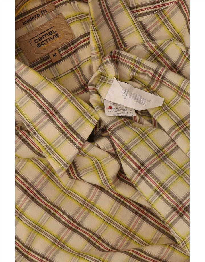 Camel Active Mens Modern Fit Short Sleeve Shirt Medium Beige Check Cotton