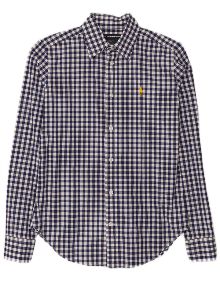 Ralph Lauren Womens Shirt US 6 Medium Blue Gingham Cotton