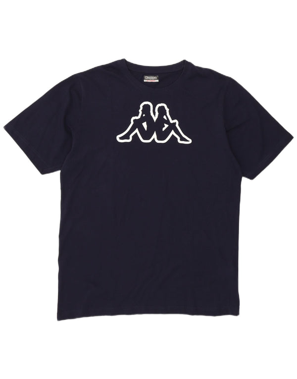 KAPPA Mens Graphic T-Shirt Top XL Navy Blue Cotton