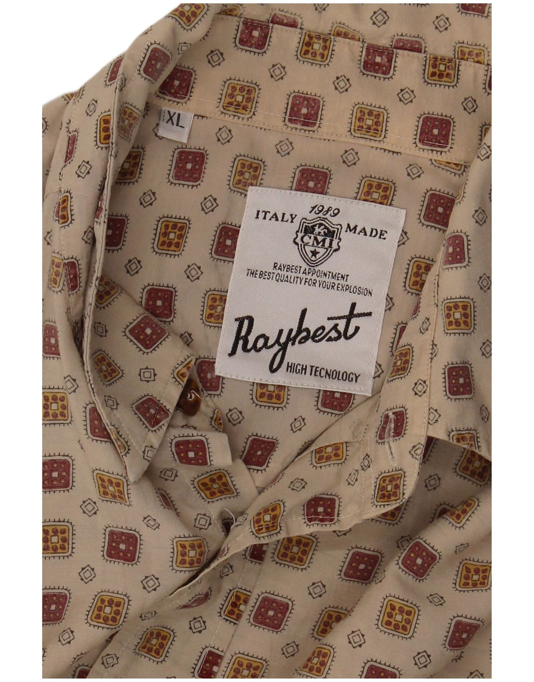Raybest Chemise Homme XL Beige Géométrique