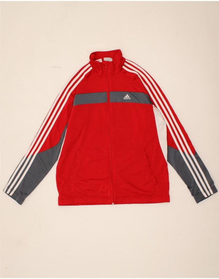 ADIDAS Boys Tracksuit Top Jacket 15-16 Years Red Colourblock Polyester Vintage Adidas and Second-Hand Adidas from Messina Hembry 