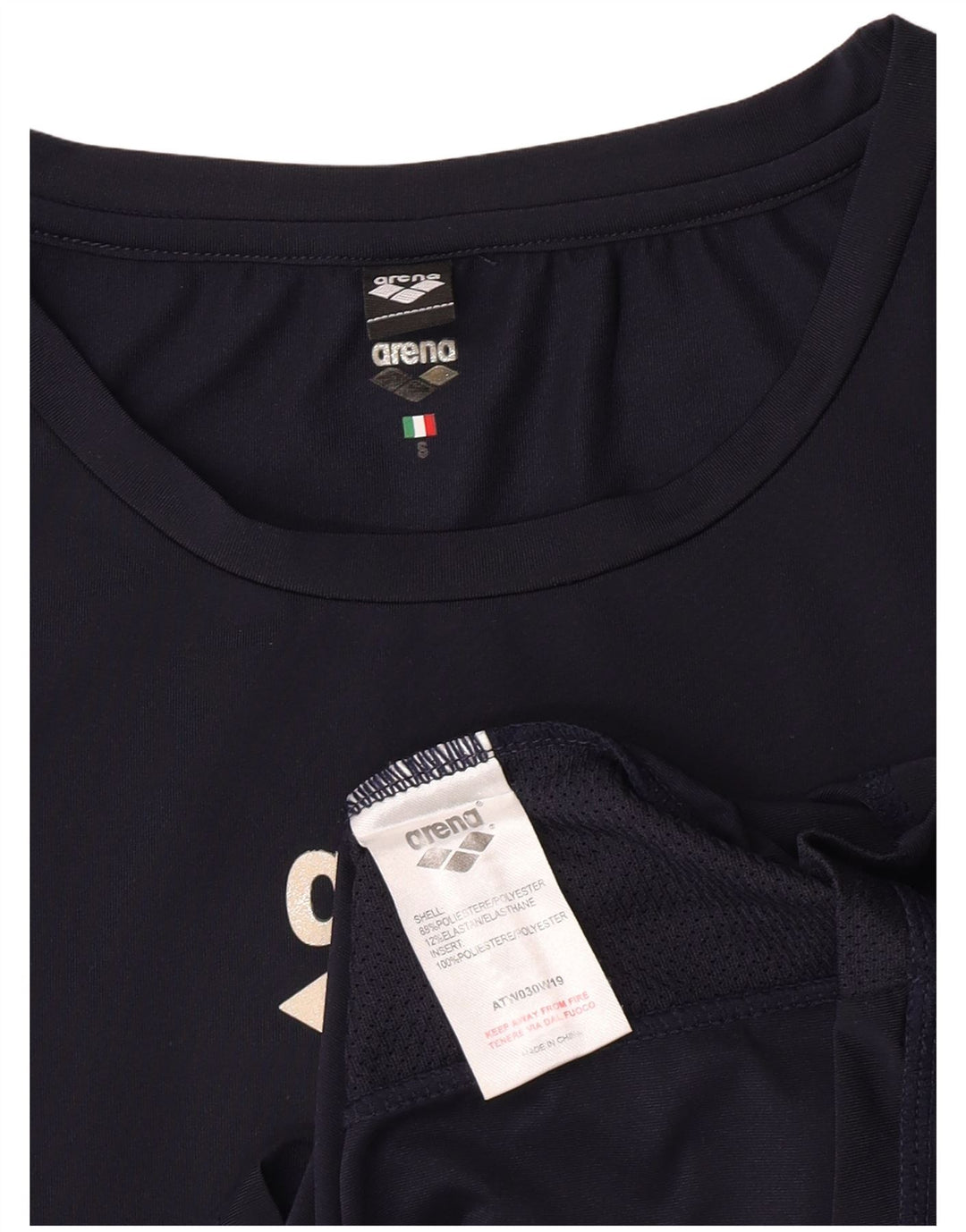 Arena Dame Grafisk T-Shirt Top UK 10 Small Navy Blue Polyester