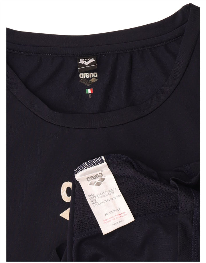 Arena Dame Grafisk T-Shirt Top UK 10 Small Navy Blue Polyester
