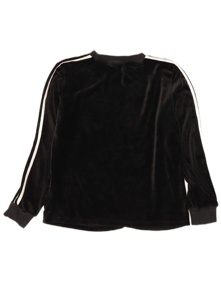 Adidas Damen Velour Top Langarm UK 12 Medium Schwarz Polyester