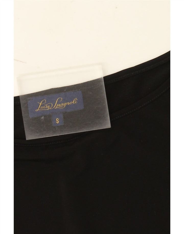 Luisa Spagnoli Womens Top 3/4 Sleeve UK 8 Small Black