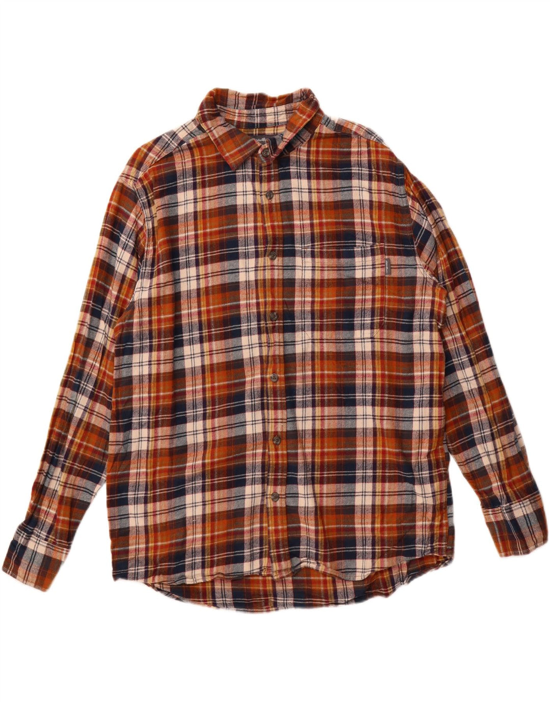 Eddie Bauer Mens Flannel Shirt XL Brown Check Cotton