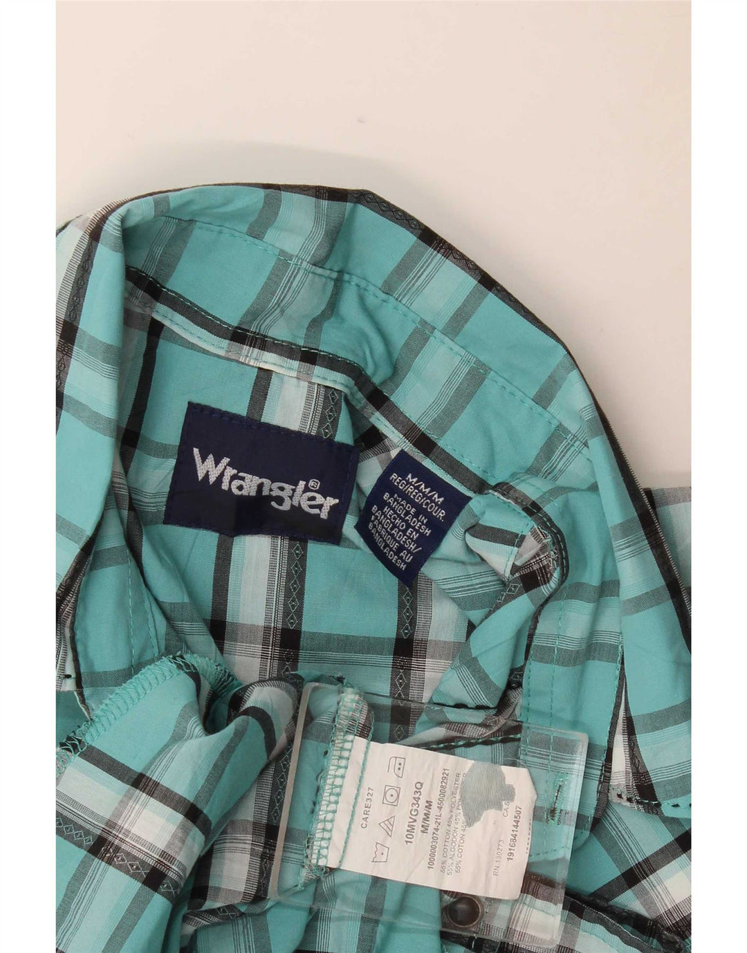 Wrangler herreskjorte medium turkis ternet bomuld