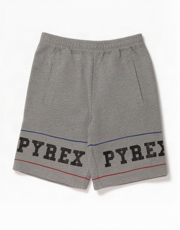 Pyrex Mens Graphic Sport Shorts Small Grey Cotton