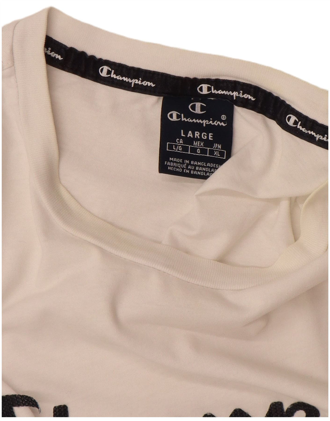 Champion Mens Graphic T-Shirt Top Large White Cotton