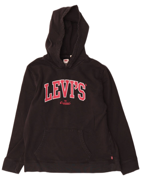 Maglione con cappuccio grafico da donna Levi's UK 16 grande cotone nero