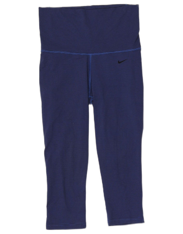 Leggings capri cu talie înaltă Nike Dri Fit pentru femei UK 10 Small Blue Pinstripe