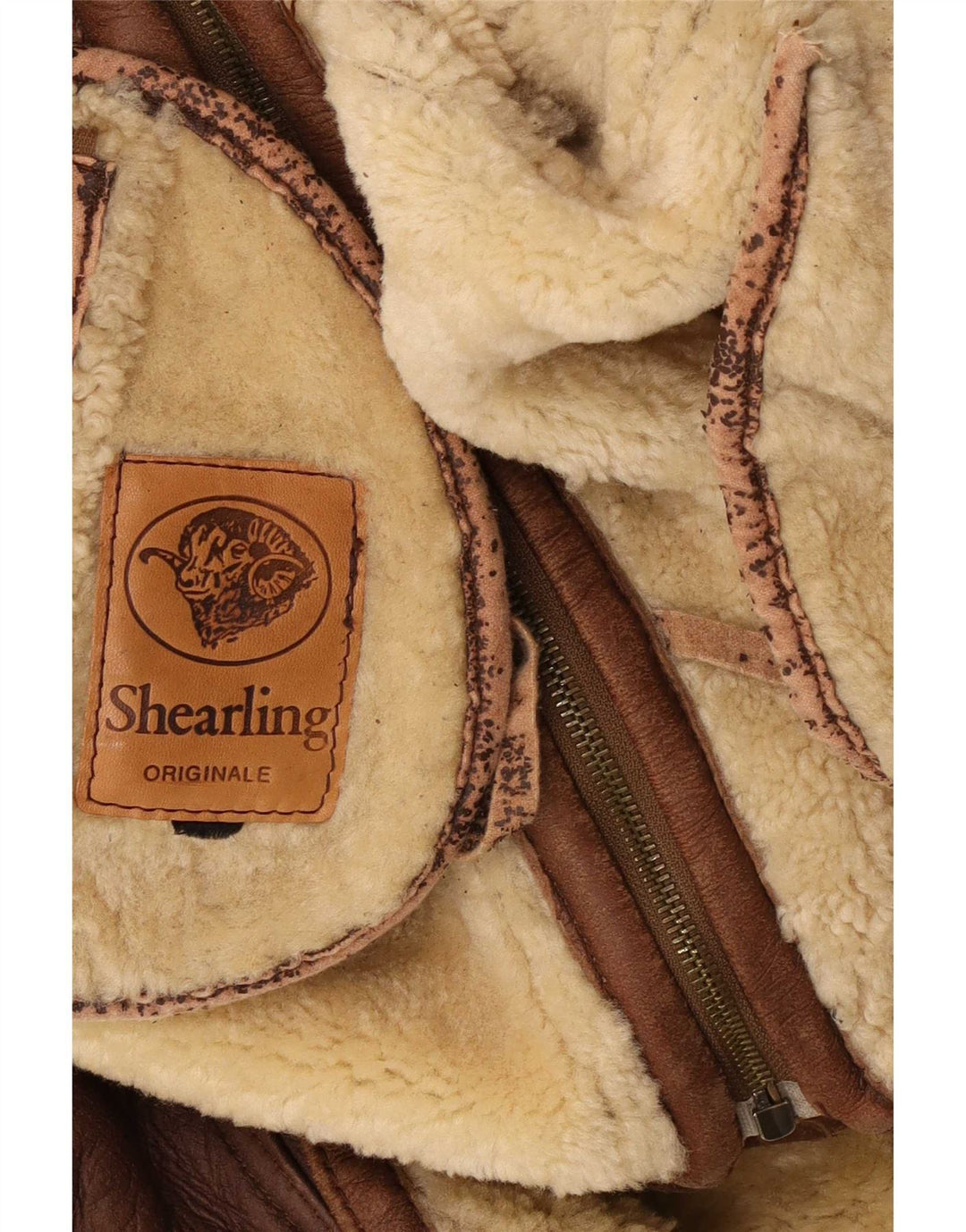 Jaqueta masculina vintage Shearling UK 38 marrom médio