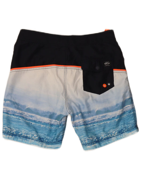 Superdry Mens Graphic Regular Swimming Shorts Small Blue Polyester