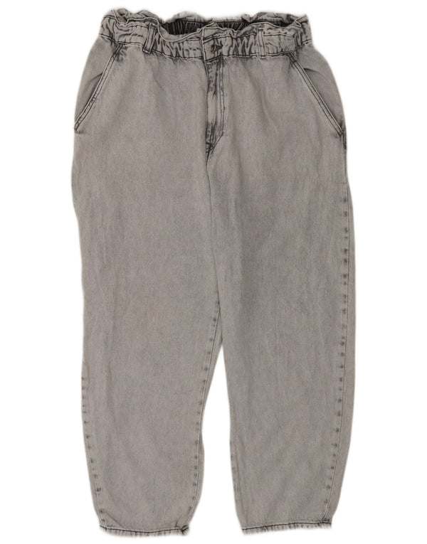 Zara Damen-Jeans, lockere Passform, hohe Taille, verkürzte Jeans, EU 44, XL, W34, L25, Grau