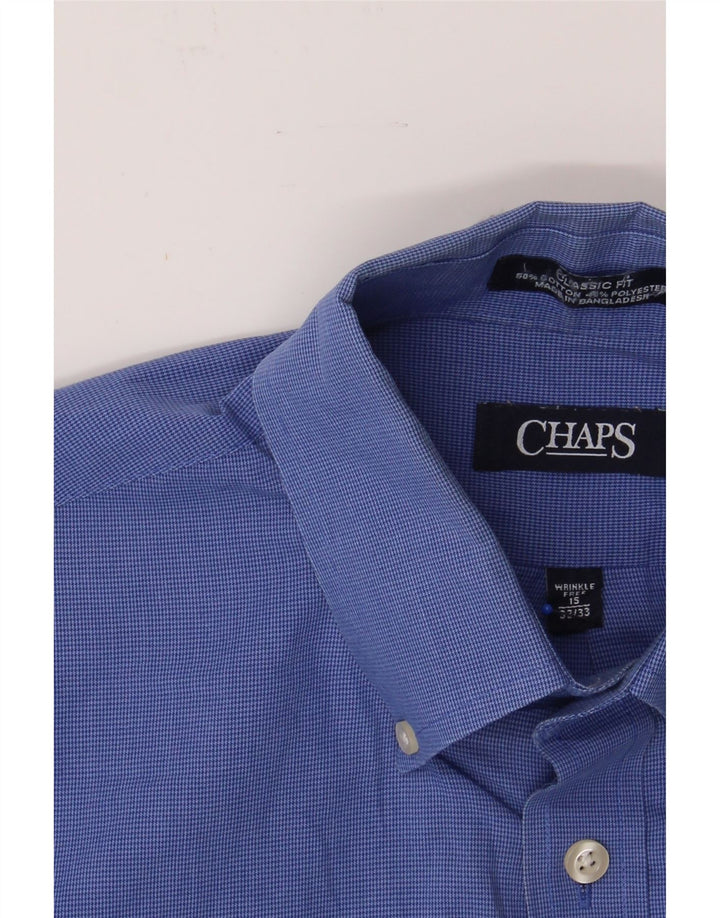 CHAPS Mens Classic Fit Shirt Size 15 Medium Blue Houndstooth Cotton Vintage Chaps and Second-Hand Chaps from Messina Hembry 
