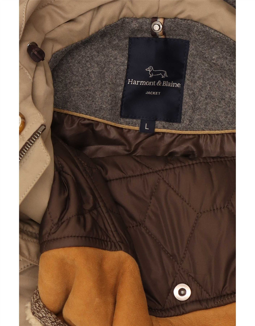 Harmont & Blaine Mens Hooded Parka Jacket UK 40 Large Beige