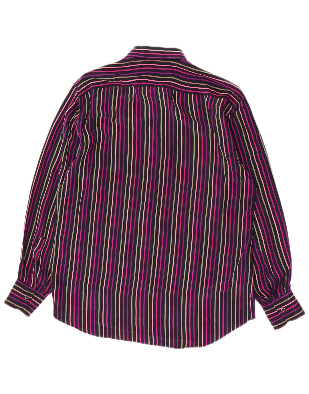 VINTAGE Mens Shirt Size 39 15 1/2 Medium Multicoloured Striped Silk
