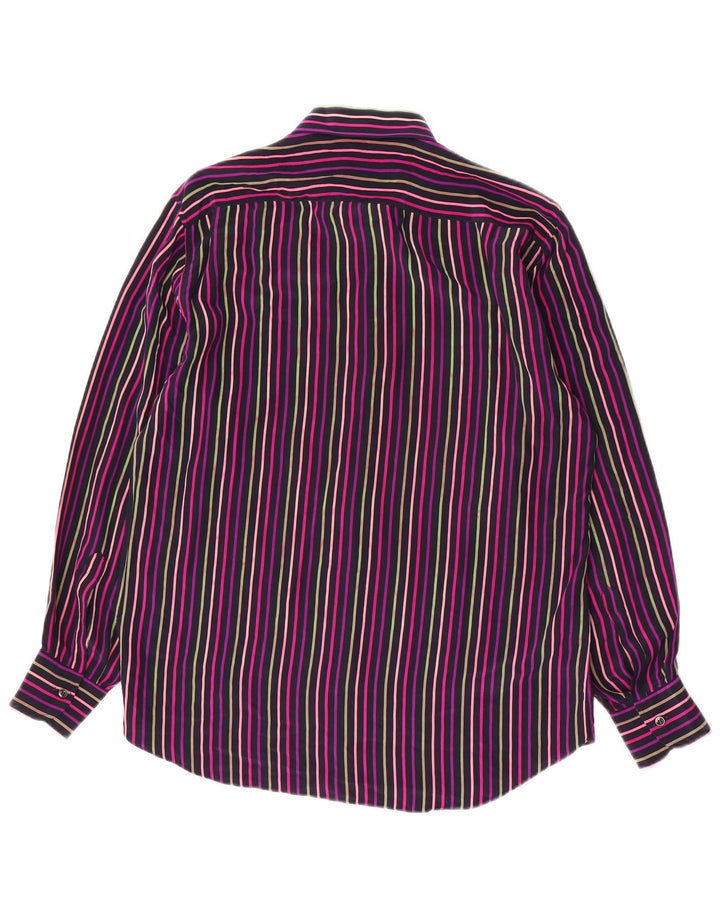 VINTAGE Mens Shirt Size 39 15 1/2 Medium Multicoloured Striped Silk