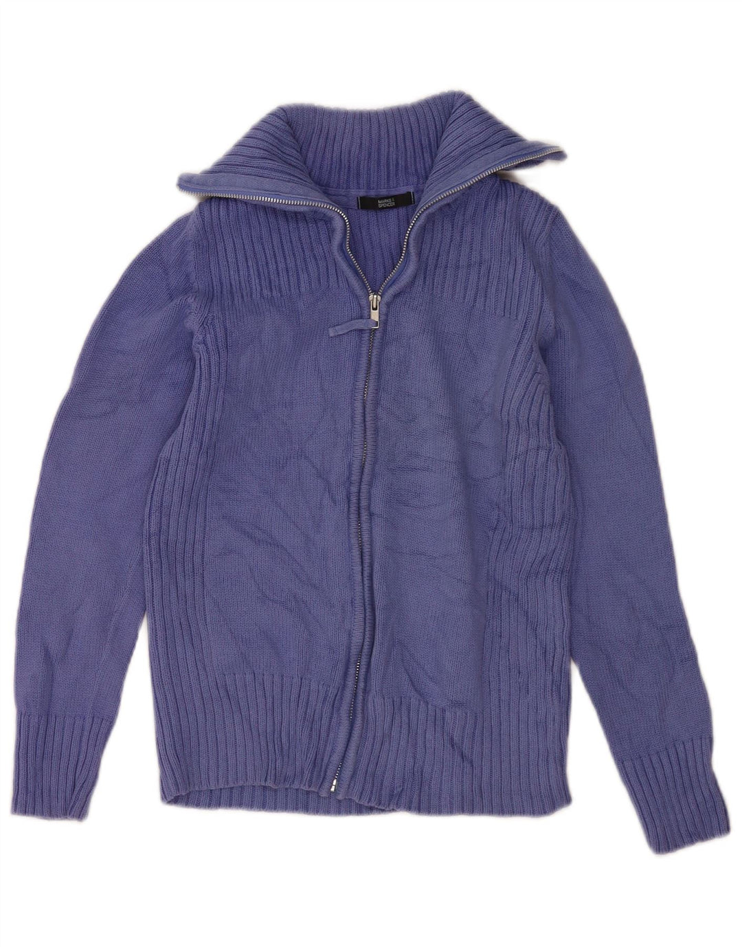 Marks & Spencer Womens Cardigan Sweater UK 12 Medium Purple Cotton