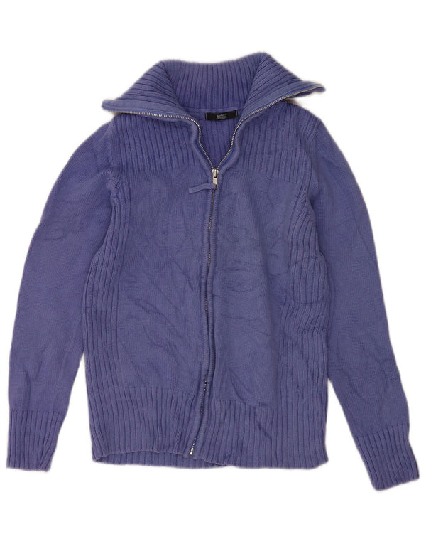 Marks & Spencer Dame Cardigan Sweater UK 12 Medium Lilla Bomuld