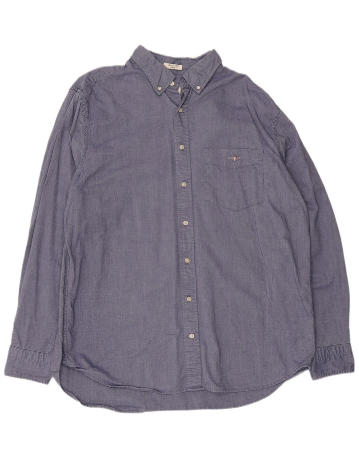 Gant Herre Regular Fit Skjorte Størrelse 45/46 2XL Blå Bomuld