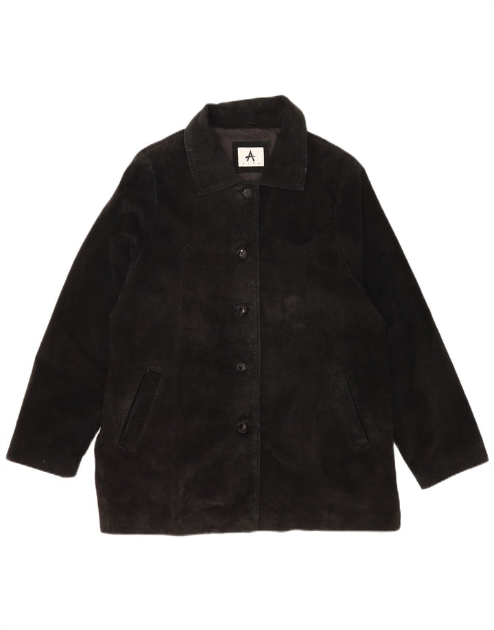 Vintage dame ruskindsjakke UK 18 XL sort læder