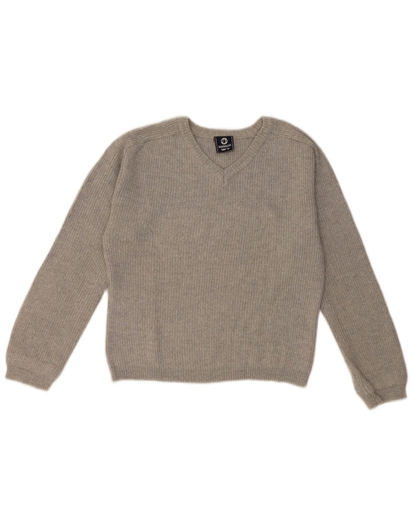 Murphy & Nye Womens Crop V-Neck Jumper Sweater UK 12 Medium Grey