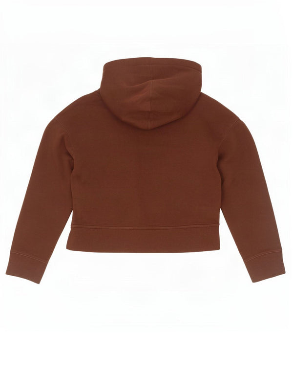 Zara Womens Crop Oversized Hoodie Jumper UK 10 Small Brown Bomuld