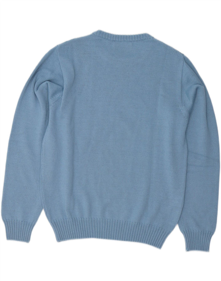 Il Granchio Mens Crew Neck Jumper Sweater Medium Blue Argyle/Diamond Wool
