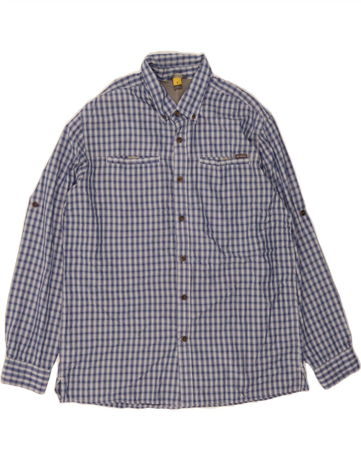 EDDIE BAUER Mens Shirt Large Blue Check Nylon Vintage Eddie Bauer and Second-Hand Eddie Bauer from Messina Hembry 