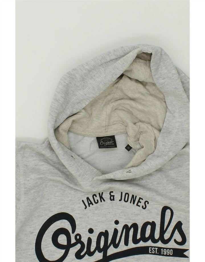 JACK & JONES Mens Graphic Hoodie Jumper Medium Grey Cotton Vintage Jack & Jones and Second-Hand Jack & Jones from Messina Hembry 