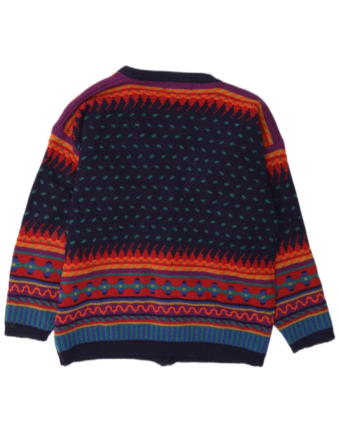 Maglione cardigan da donna Tulchan UK 14 Lana geometrica multicolore media