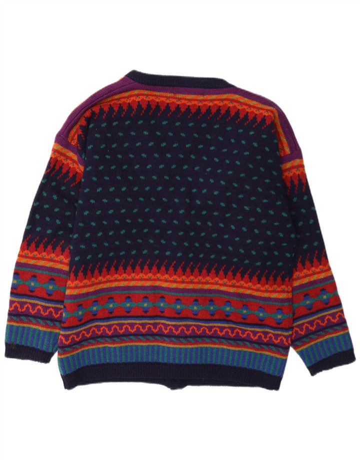 Maglione cardigan da donna Tulchan UK 14 Lana geometrica multicolore media