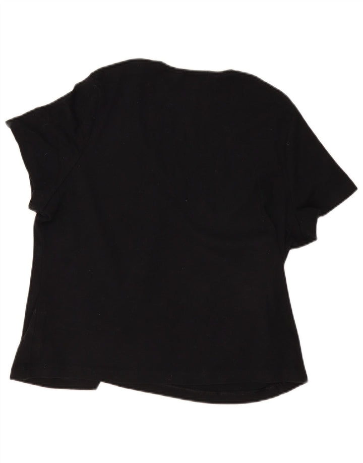 Marks & Spencer Womens Blouse Top UK 22 3XL Black Cotton