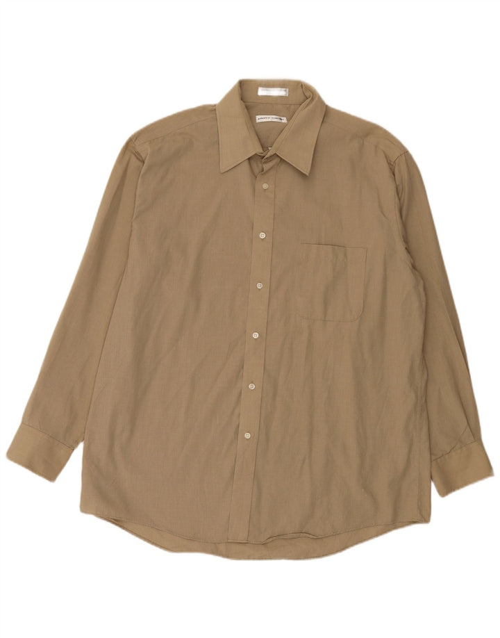 Camisa masculina Pierre Cardin tamanho 16 1/2 grande poliéster marrom