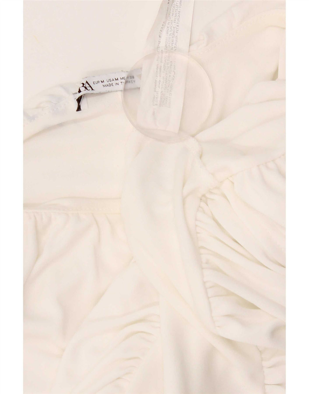 Zara Haut court sans manches pour femme UK 12 Polyester blanc moyen