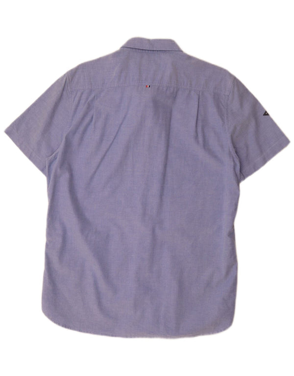 Superdry Herren Oxford-Kurzarmhemd XL aus blauer Baumwolle