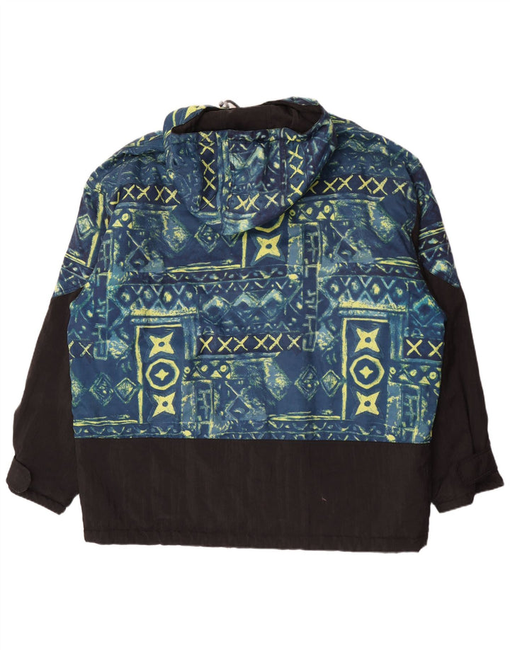 RODEO Mens Hooded Pullover Ski Jacket UK 46 3XL Black Geometric