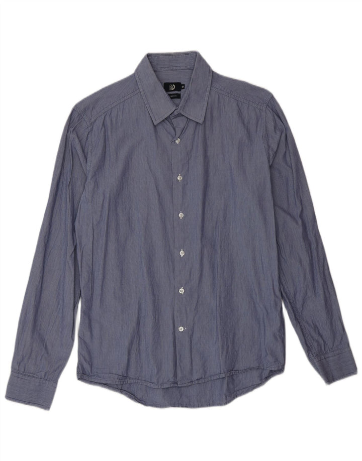 Dack's Mens Slim Fit Shirt Medium Blue Pinstripe Cotton