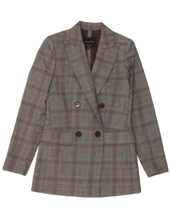 Massimo Dutti Dame Longline Blazer Jacket EU 34 2XS Grå Houndstooth