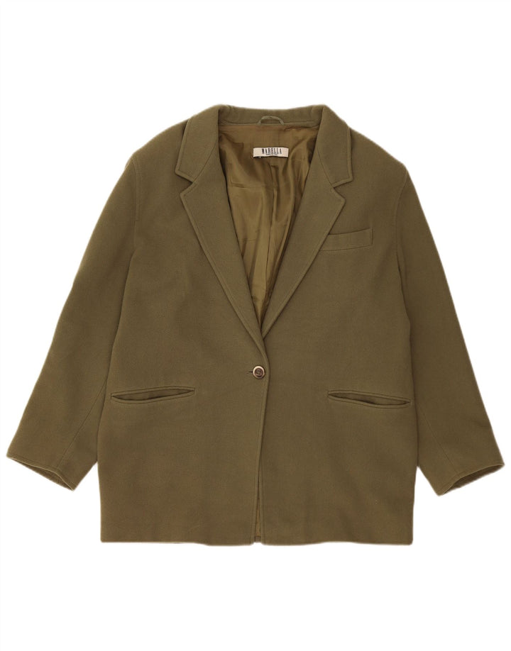 Marella Damen-Blazerjacke mit 1 Knopf, UK 16, Größe L, Khaki, Kaschmir