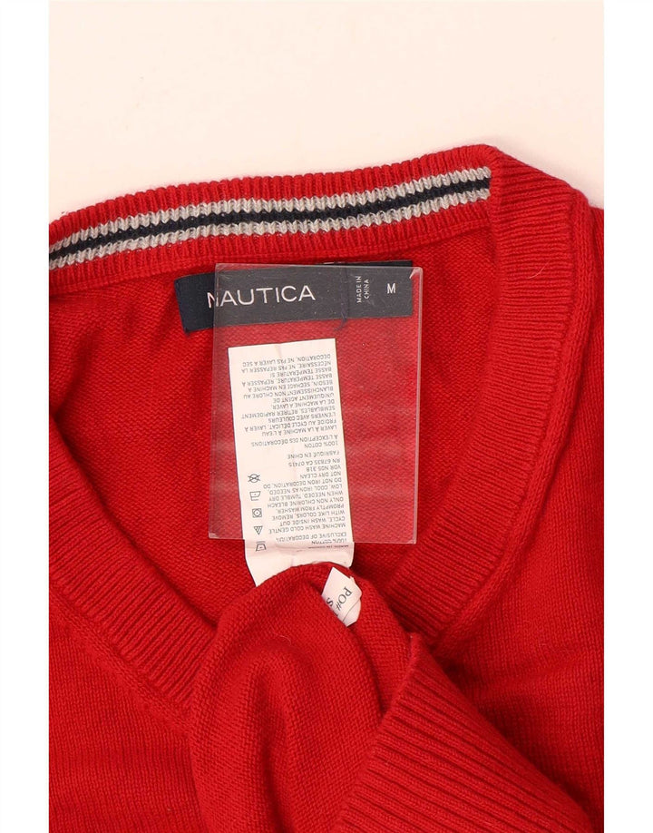 Maglione da uomo con scollo a V Nautica in cotone rosso medio