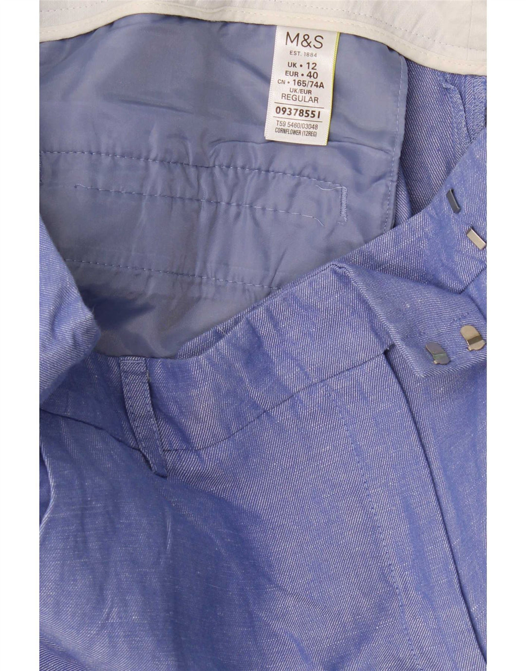 Marks & Spencer Γυναικείο κανονικό κομμένο παντελόνι UK 12 Medium W32 L26 Blue