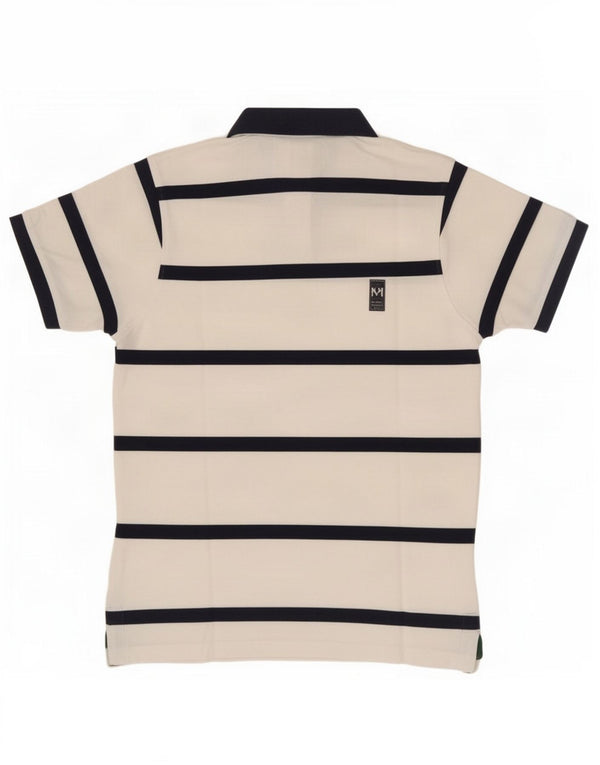 Rifle Mens Polo Shirt Large White Striped Cotton
