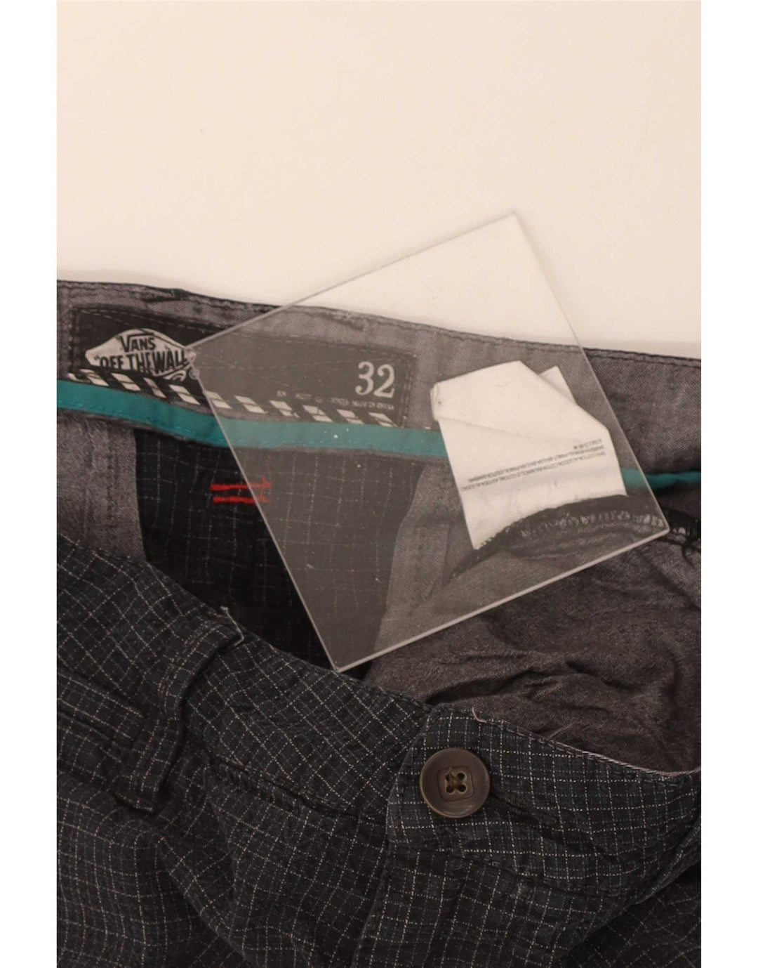 Pantaloncini chino da uomo Vans W32 cotone medio a quadri neri