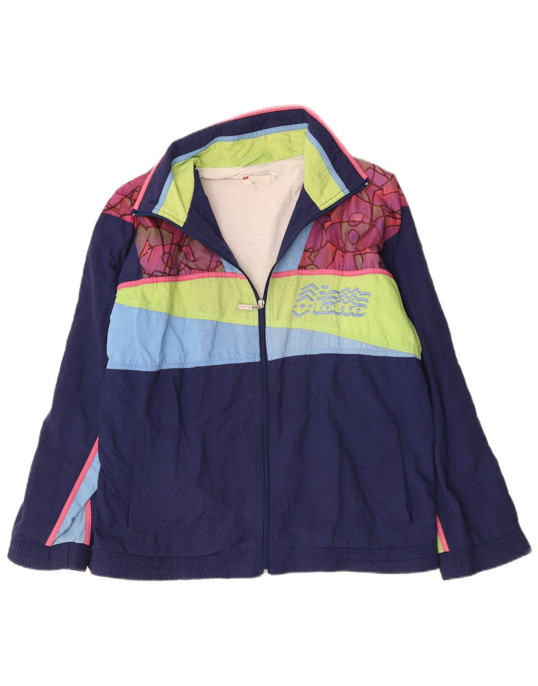 Lotto Mens Graphic Tracksuit Top Jacket Medium Navy Blue Colourblock