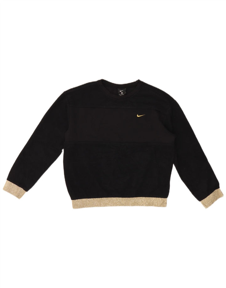 Nike Womens Oversized Sweatshirt Jumper UK 6 XS Black Colourblock Polyester