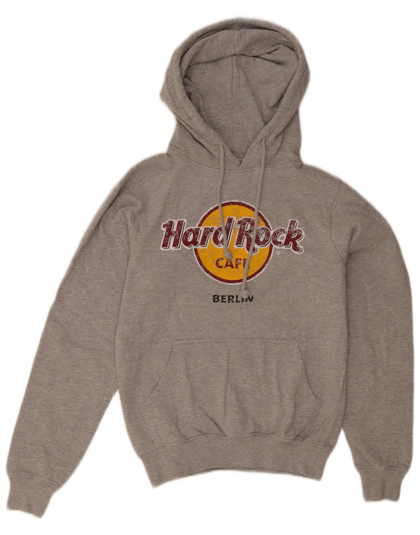Hard Rock Cafe Mens Berlin Graphic Hoodie Jumper Small Grey Flecked Cotton